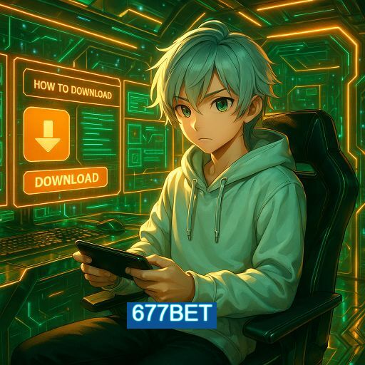 Imagem promocional do app oficial 677BET destacando a conveniência de jogar cassino online pelo celular ou navegador