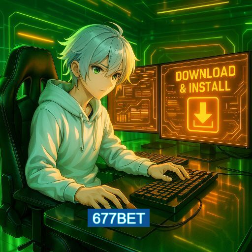 Imagem promocional do app oficial 677BET destacando a conveniência de jogar cassino online pelo celular ou navegador
